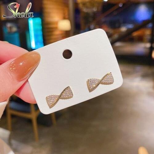 Cute Bow Bowknot Stud Earrings OL Charm Korean Fashion Jewelry For Women Girls Accessories Brincos Pendant Wholesale S925 Pin