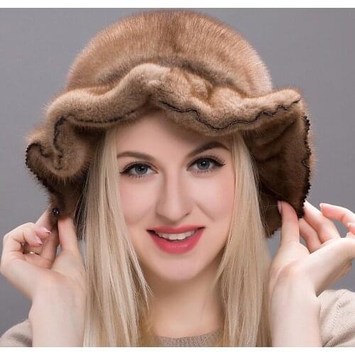New Style High Quality Womens Mink Hat Womens Whole Mink Top Cap Ear Protection Hat Is A Hot Seller Church Hats Women Elegant