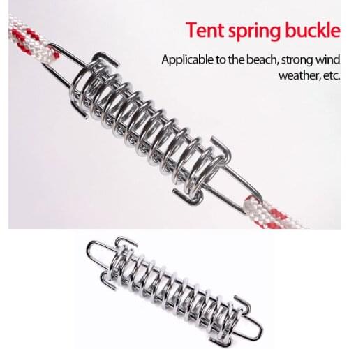 Steel Tent Rope Tensioner Camping Pegs Windproof Spring Tent Buckle Sunshade Sail Fixing Accessories Easy To Install