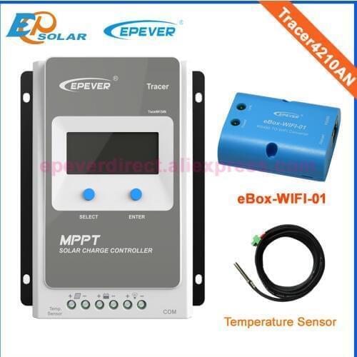 EPEVER Tracer 4210AN + WIFI BOX Mobile Phone APP EPsloar 40A MPPT Solar Charge Controller communication with MT50 Remote meter