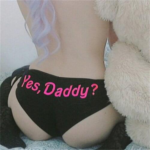 "Yes Daddy" Letter Printed G-string Panties Sexy Funny Lingerie G-string Briefs Underwear Low Waist T string Thongs Knickers