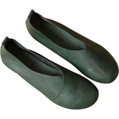 2020 Genuine Leather Shoes Woman Hand-sewn Leather Loafers Cowhide Flexible Spring Casual Shoes Women Women Shoes