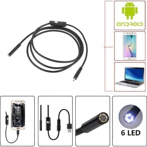 1.5M 7mm 6LED Android Endoscope USB Waterproof Borescope Inspection Camera Pipeline Borescope Camera