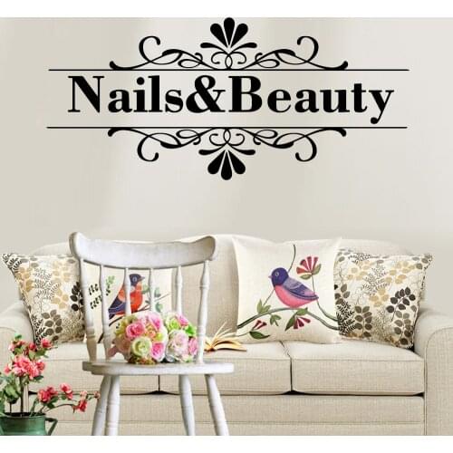 Vinyl Nail Beauty Wall Sticker DIY Wallpaper For Nail Salon For Girl bedroom Home Decor Art Wall Stickers