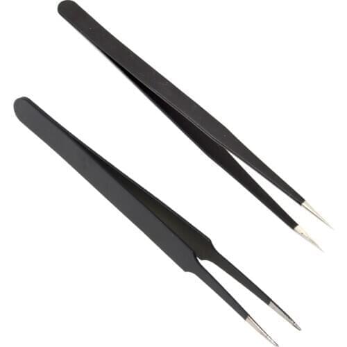 Carbon Steel High Precision Black Handicraft Clamp Plier Curved Tweezer DIY Nipper ESD-15/ESD-14