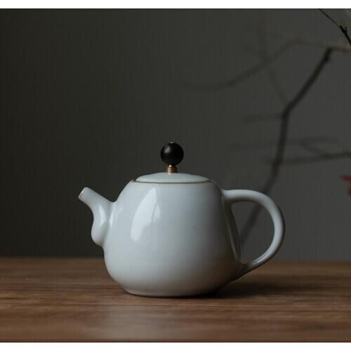 Yuebai Ru kiln teapot can be raised naturally ceramic tea sethousehold kung fu tea set Chinese tea pot 280ml