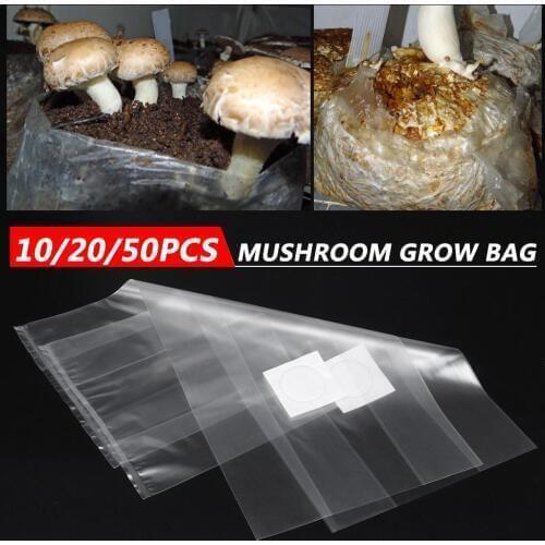 10/20/50PCS Mushroom Strain Growing Bag Edible Fungus Cultivation Bag Horticultural Planting Transparent Bag Gardening Tools