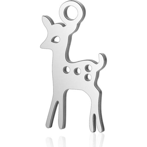 10pcs/lot 8*16mm Stainless Steel Fawn Pendant Bracelet Charms DIY Jewelry Making Handicraft Accessories Wholesale