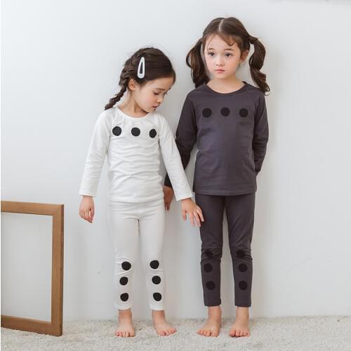 2Pcs Kids Pajama Sets Children Sleepwear Baby Girl Pajamas Sets Boys Girls Solid Soft Pyjamas Cotton Nightwear Sleepwear 2-11Y