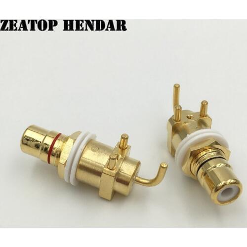 2Pcs High quality Copper Gold Plated RCA Terminal Female Jack Audio 3Pin PCB Board Socket Plug Connector New Type