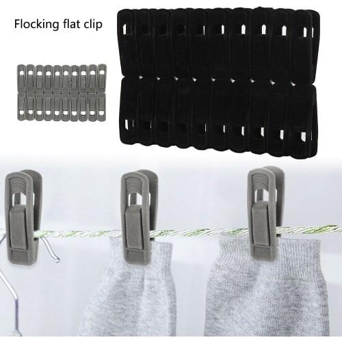 20pcs/set Artifical Velvet Flocked Non Slip Hanger Coat Clips Useful Clothes Clip Drying Racks Durable Eco-friendly Windproof