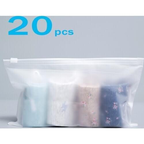 20pcs/pack Matte Clear Plastic Storage Bag Travel Bags Zip Lock Valve Slide Seal Packing Pouch Bags LBShipping