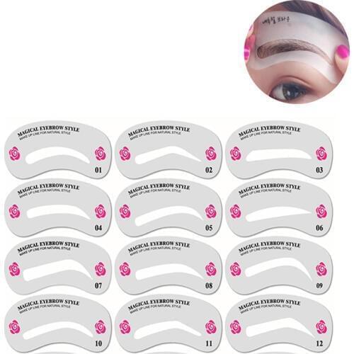24 Pcs Reusable Eyebrow Stencil Set DIY Eye Brow Drawing Guide Styling Shaping Makeup Template Card Auxiliary Women Beauty Tool