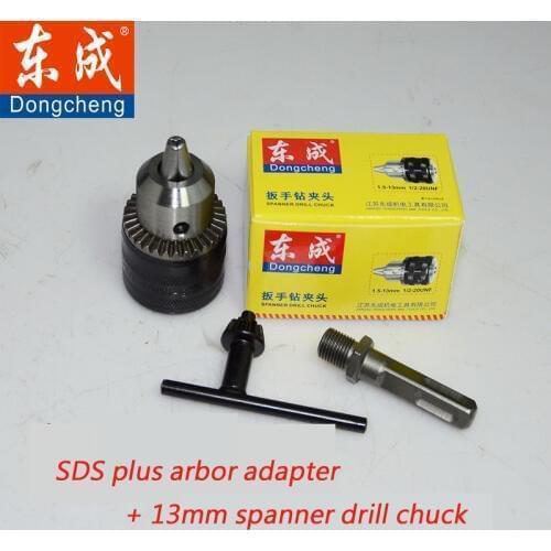 SDS Plus Arbor Adapter With 13mm Spanner Drill Chuck For Electric Drill Max. Capacity 1.5-13mm, Bore Diameter 1/2, Thread 20UNF