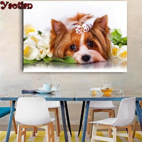 Diy Diamond Painting cross-stitch Shih Tzu Flower Animal Dog painting Full mosaic Diamond embroidery rhinestone Wall Decor