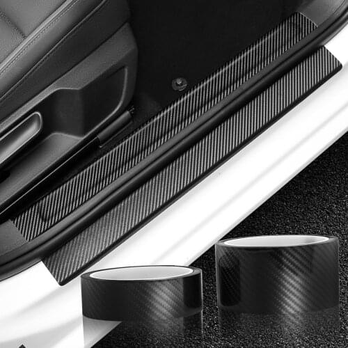 Carbon Fiber Car Sticker Car Door Sill Protector Film for audi a4 b6 b7 b8 a3 8p 8v a6 c6 for vw passat b5 b6 b7 golf 4 golf 7