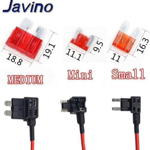 12V MINI SMALL MEDIUM Size Car Fuse Holder Add-a-circuit TAP Adapter with 10A Micro Mini Standard ATM Blade Fuse
