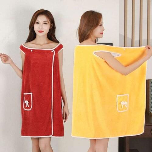 Sling Microfiber Bath Towel With Pocket Solid Color Wearable Large Bathrobe Super Soft Women Bath Towels Beach Holiday Swimming