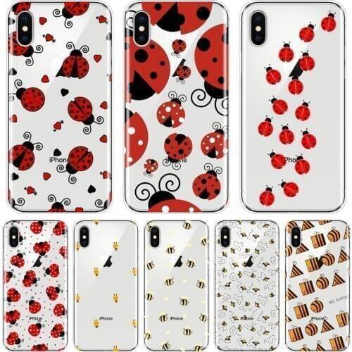 Phone Case For iPhone X XR XS MAX 8 7 6S 6 S Bee Ladybug Pretty Aesthetic Soft Silicone Back Cover For iPhone 6 S 6S 7 8 Plus
