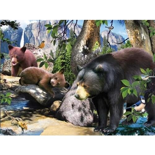 Black Bear Cross Stitch Kits Animal Needlework Embroidery Crafts 14CT Unprinted DIY Arts Handmade Home Decor