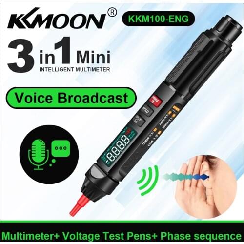 KKMoon KKM100-ENG Digital Multimeter Tester DC/AC Voltage Resistance Capacitance Diode Buzzer Detect Voice Broadcast Function