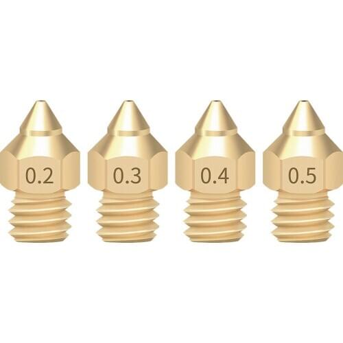 3D Printer Brass Copper CR-6 SE Nozzle TTS new Version of Pointed Nozzle Mixed Sizes 0.2/0.3/0.4 Extruder Print Head For 1.75mm