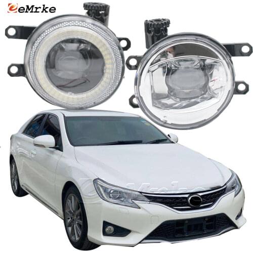 2in1 LED Angel Eye Daytime Running Lights DRL + Cut-Line Lens Fog Lights for Toyota Mark X Reiz Facelift 2013 2014 2015 2016