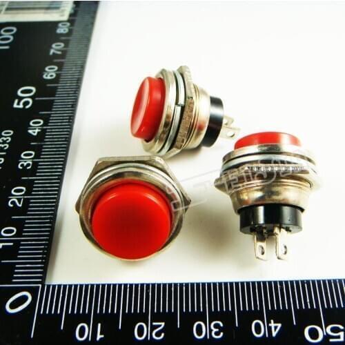 DS-212 Button color Red 3A/125VAC OFF-ON 2Pin Non Self-locking Push Button Switch (Self reset switch) 100Pcs/lot