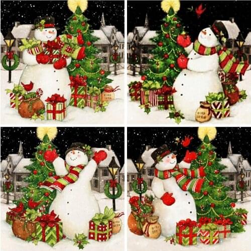 HUACAN Full Square Drill 5D DIY Diamond Painting Snowman Christmas Tree Diamond Embroidery Landscape Cross Stitch Home Decor