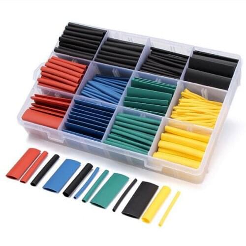 500pcs 1.0mm-10mm Heat Shrink Tubing Kit 7 Colors Assortment Ratio 2:1 Heat Shrink Tubing Tube Sleeving Wrap Kit box
