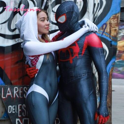 Miles Morales Spider Boy Costume Cosplay Super Zentai Hero Suit Halloween Costumes Gwen Cosplay Party Fancy Anime Clothes