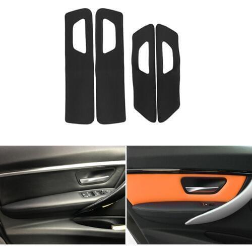 Microfiber Leather Interior Car Door Handle Panel Cover Trim For BMW 3 Series F30 2013 2014 2015 2016 2017
