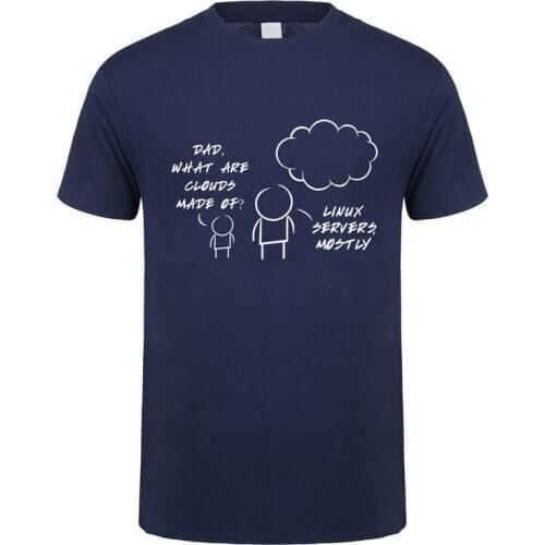 Linux servers Mostly Cloud T Shirt Summer Men Short Sleeve Cotton Computer Programmer Tshirt Funny Man T-shirts JL-108