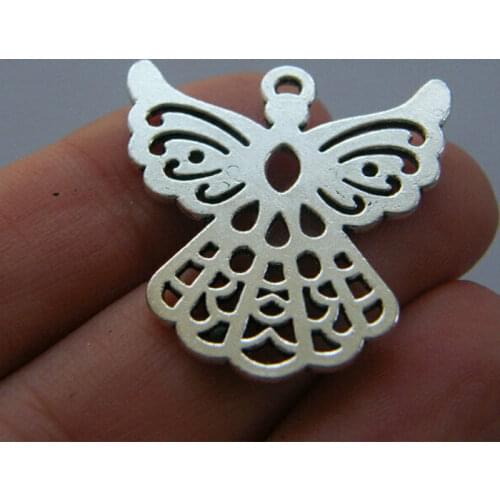 2pcs 29X28mm Cute Angel Charms Zinc Based Alloy Pendants Antique Silver Color Accessories DIY Handmade Jewelry Making Supplies