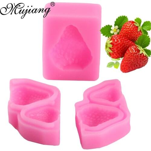 Mujiang DIY 3 Pcs Strawberry Chocolate Making Silicone Molds Cupcake Fondant Cake Decorating Tools Sugar Candy Clay Moulds XL442