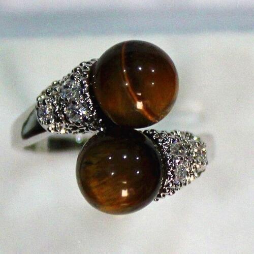 Natural charming 8mm tiger eye stone ring P(#6 7 8 9) Genuine Handmade Women Gift