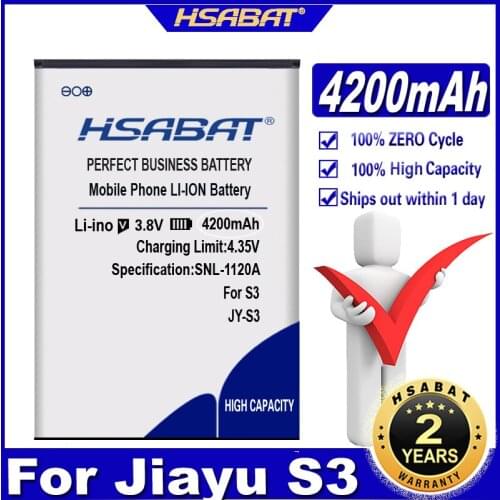 HSABAT 100% New High capacity 4200mAh JY S3 JY-S3 JIAYU S3 battery for JIAYU S3 JY-S3 Batteries