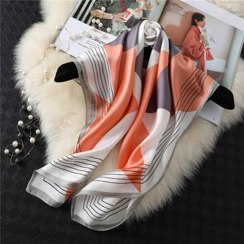 2021 New Silk Scarf Fashion Shawl and Wraps Women Bandana Large Hijab Female Bag Scarves Neckerchief Lady Hair Band Headband