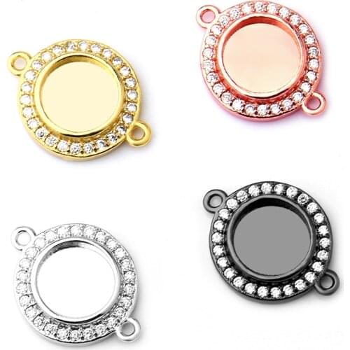 2pcs New Copper Material Double Hole Inner Diameter 8mm Pendant Blank Base, Inlaid Zircon Pendant Empty Support Accessories