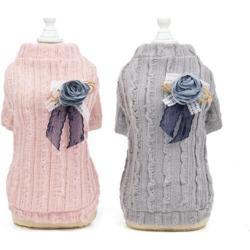 Pet Dog Clothes Autumn Winter Warm Dog Sweater Coat Pet Clothing For Chihuahua Small Dogs Flower Costume Clothes Jacket Fashion