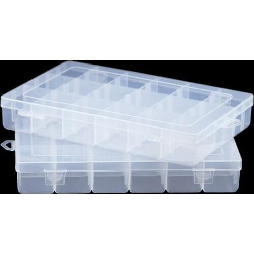 YHBZRET Adjustable 16 Slots Plastic Storage Box packaging transparent Jewelry Case Craft Organizer box DIY Beads Gift Boxes