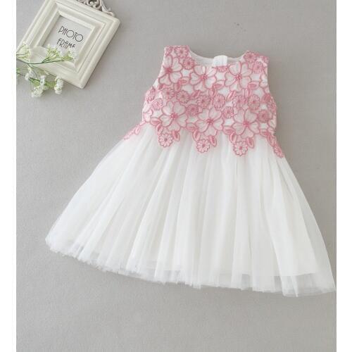 Baby Dresses for Girls Birthday Wedding Pink Lace Flower Bebes Princess Dress Baptism Gown Infant Girls 1 Year Vestido Infantil
