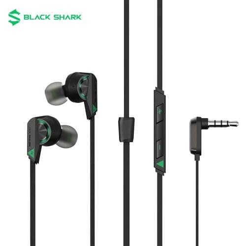 Black Shark 3.5mm Earphones 2 Wired In-ear with Microphone Deep Bass Elbow Design for Game Anti-tangle Cable for Android Xiaomi