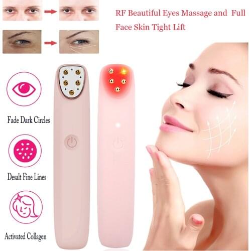RF Radio Frequency RF Eye Massager Facial Skin Anti Wrinkle Dark Circle Remove Electric Massager Heating Vibration Massage Pen