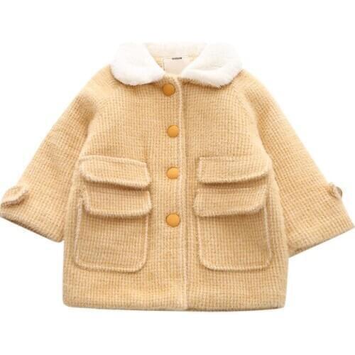 Girls woollen coat thick Winter clothes for children