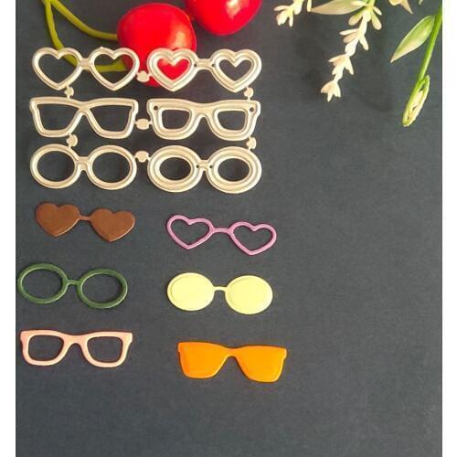 Six kinds of glasses and glasses frame fittings Metal cutting Mould scrapbook DIY album Card template Paper Technology