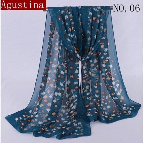 Chiffon scarf Print Soft designer brand ladies scarves shawl wrap luxury long thick high quality women fashion Agustina 2018