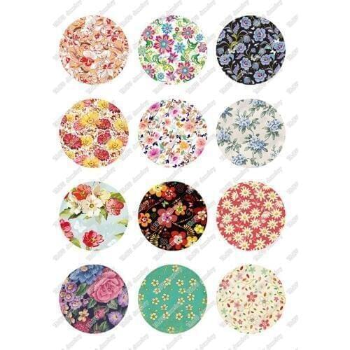 24pcs/lot Diy Handmade Flatback Floral Photo Glass Cabochon 12mm 14mm 18mm 20mm 25mm for Crafts Jewelry Making Findings T114