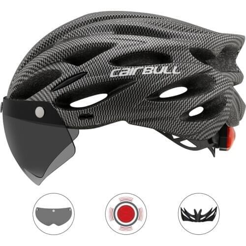 Cairbull Ultralight Cycling Helmet With Removable Visor Goggles Bike Taillight Intergrally-molded Helmets for Men Women univers