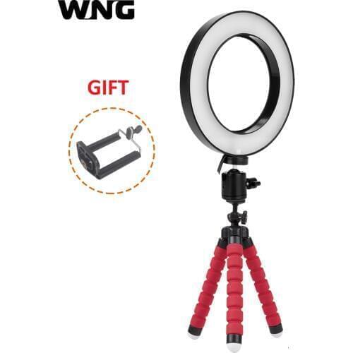 6 inch Mini LED Ring Light Portable Video Light for Youtube Photo Shooting 3 colors LED Annular Lamp 3200K/5500K Mini Tripod
